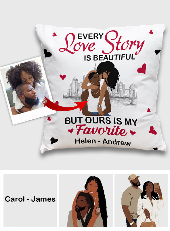 Our Story Is My Favorite - Personalized African American Throw Pillow