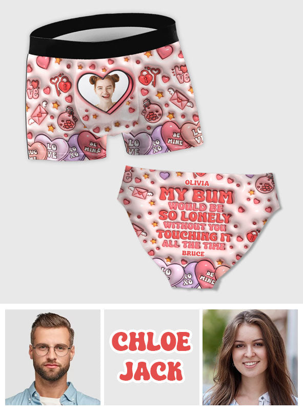 Touch My Butt – Personalisierte Slips für Paare (Damen) & Boxershorts für Herren