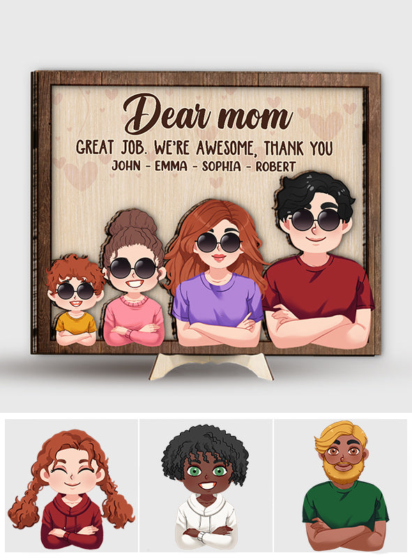 Liebe Mama, lieber Papa, super gemacht! Wir sind spitze! Danke! – Personalisiertes zweilagiges Holzschild für Mütter / Holzplakette
