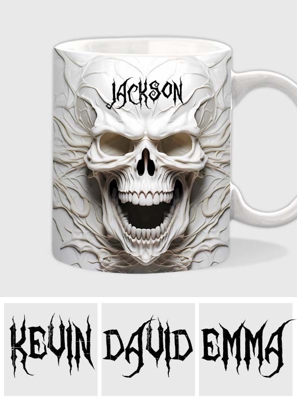 Wunderschönes weißes Skelett – personalisierte Totenkopf-Tasse