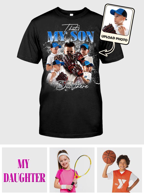 Für meinen Sohn/meine Tochter da draußen – personalisiertes Baseball-T-Shirt und Hoodie