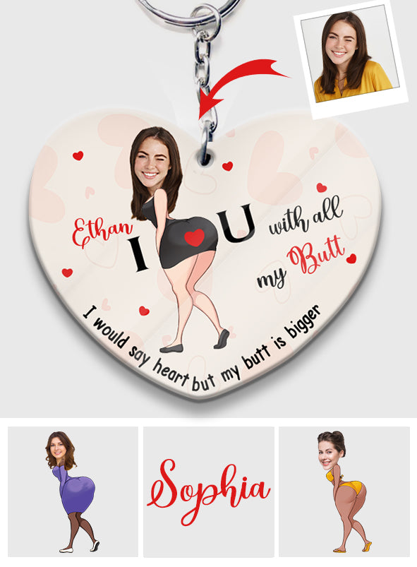Ich liebe dich von ganzem Herzen – Personalisierter Schlüsselanhänger mit Foto und Namen für Paare