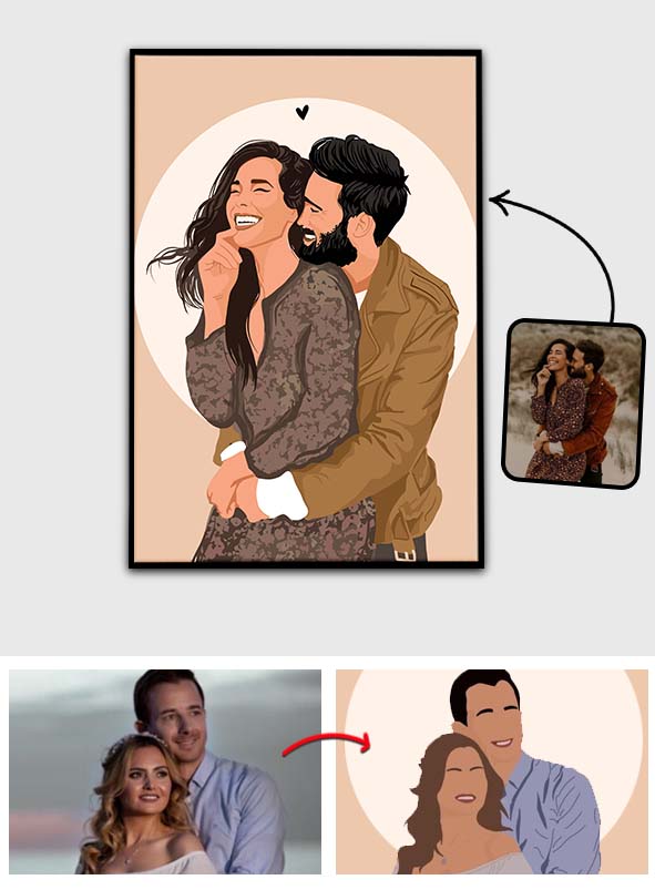 Individuell gestaltetes 2D-Foto – Personalisierte Leinwand und Poster für Paare