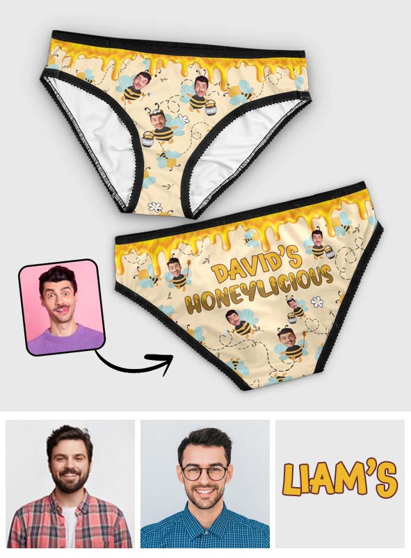 My Honeylicious – Personalisierte Damen-Slips mit Spitzenbordüre für Paare