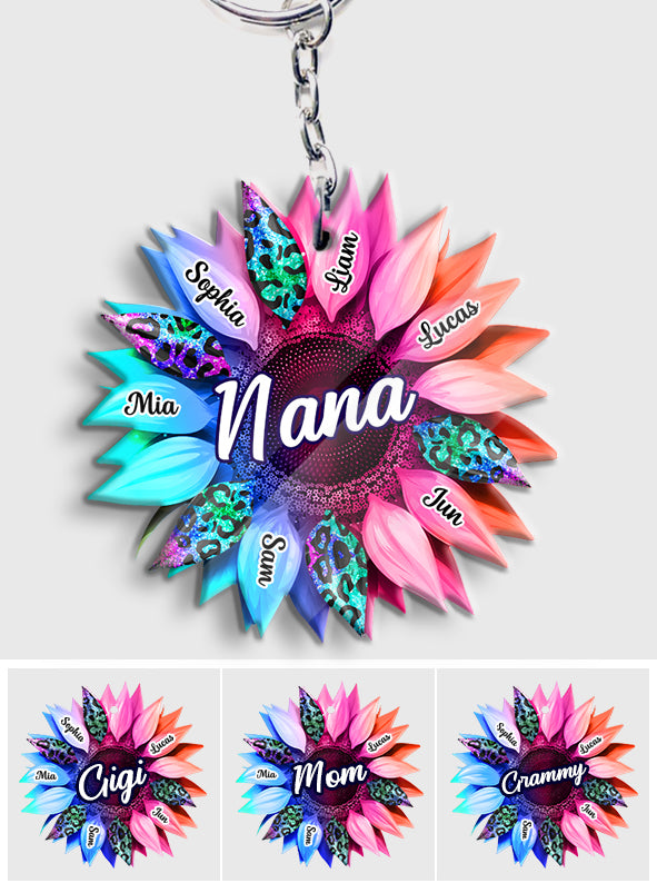 Oma-Sonnenblume – Personalisierter Oma-Schlüsselanhänger