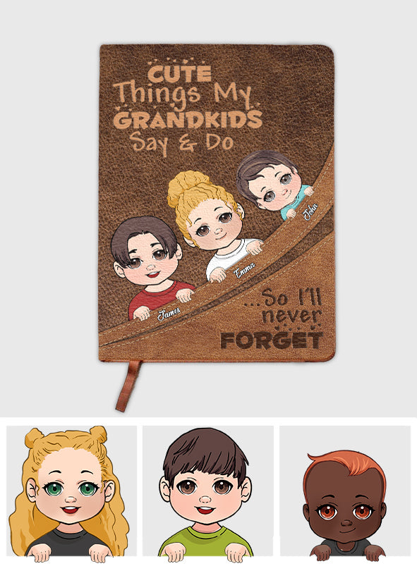 Süße Dinge, die meine Enkelkinder sagen und tun – Personalisiertes Oma-Lederjournal