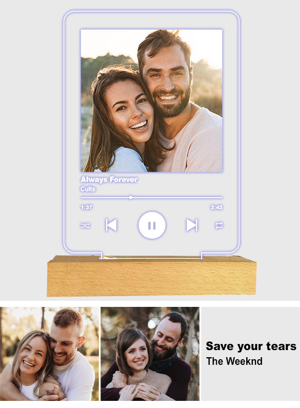 Beliebiges Foto und Lieblingslied – personalisierte, paarförmige Leuchtplatte