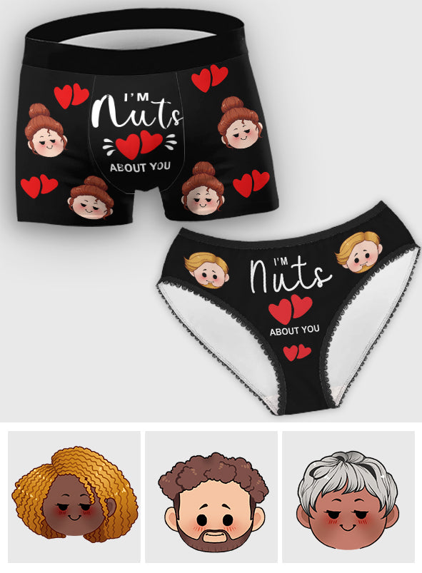 I'm Nuts About You - Personalized Couple Lace Border Women Briefs And Men’s Boxer Briefs