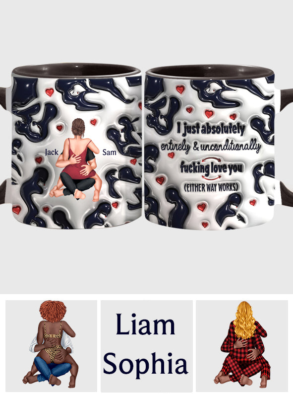 Ich liebe Lou einfach absolut, vollkommen und bedingungslos – personalisierte Tasse für Paare
