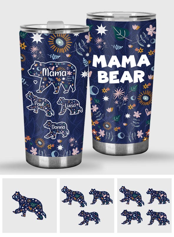 Mama Bear Floral – Personalisierter Mutter-Trinkbecher