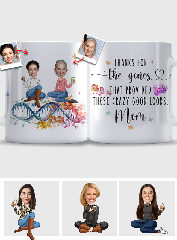 Danke für die Gene – personalisierte Muttertasse