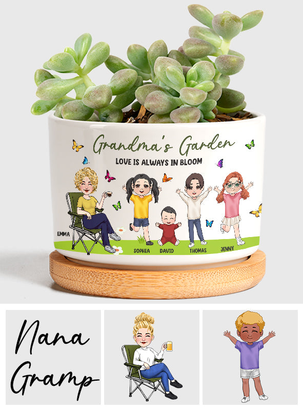Omas Garten – Personalisierter Keramik-Blumentopf für Oma