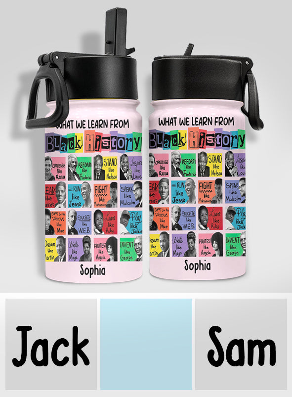 Was wir über die Geschichte der Schwarzen lernen – Personalisierte Wasserflasche für afroamerikanische Kinder