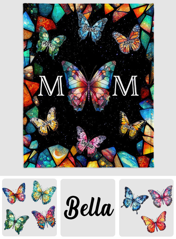 Bunte Schmetterlings-Mama-Decke aus Buntglas - Personalisierte Mama-Decke