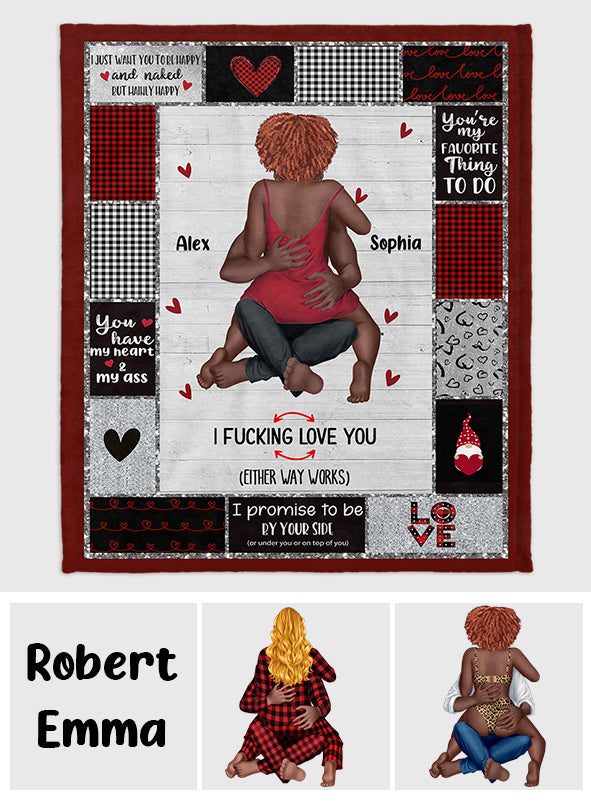I Love You - Personalized African American Blanket