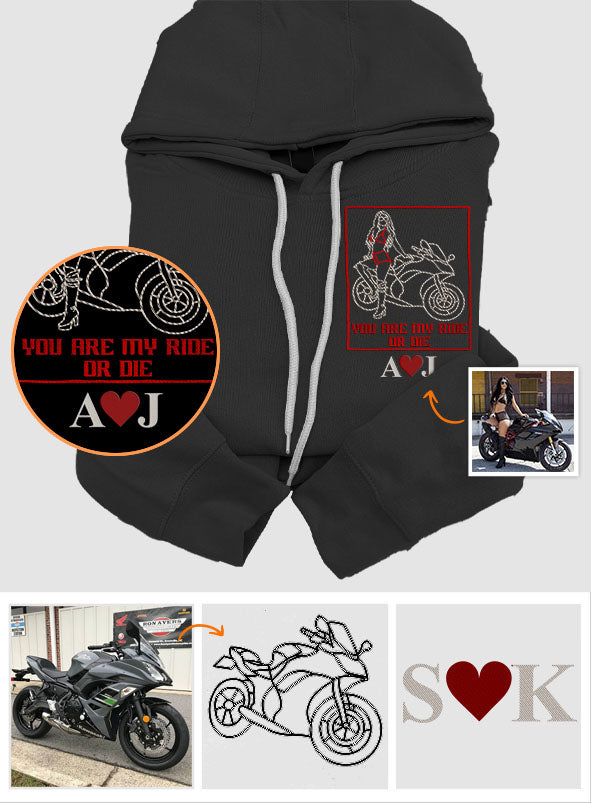 Ride Or Die – Personalisierter Biker-Hoodie mit Stickerei