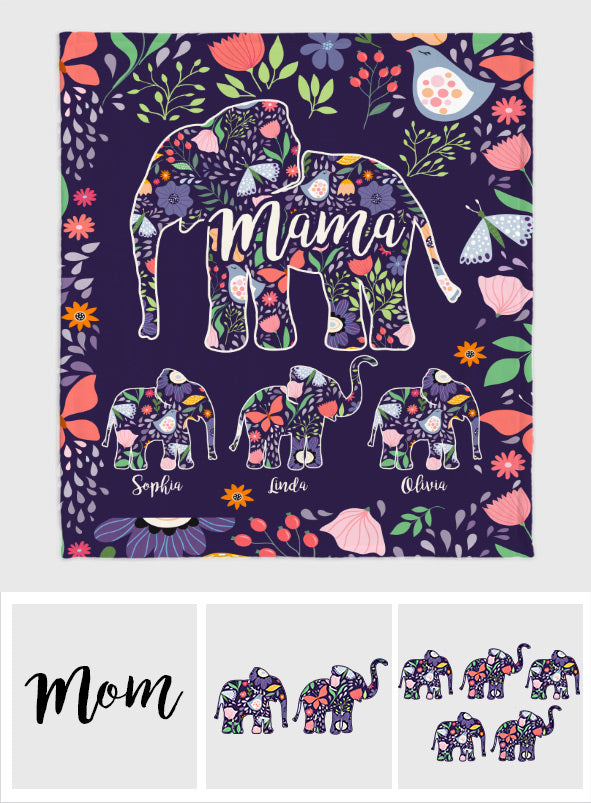 Elephant Mom - Personalized Mother Blanket