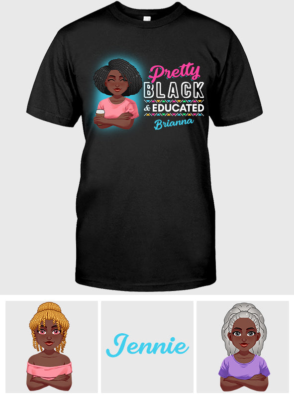 Hübsch, schwarz und gebildet – personalisiertes T-Shirt und Hoodie für Afroamerikanerinnen
