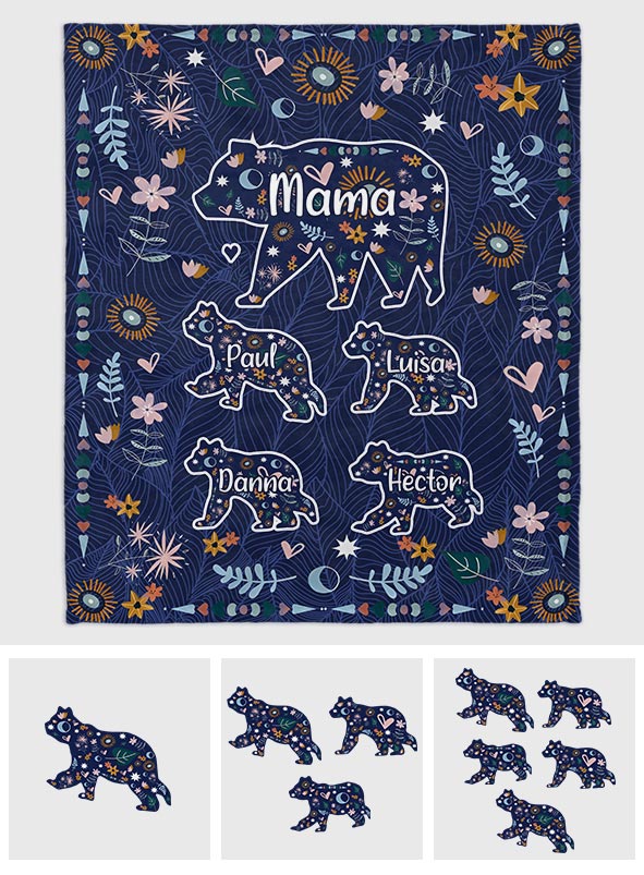 Mama Bär Blumenmuster - Personalisierte Mutterdecke