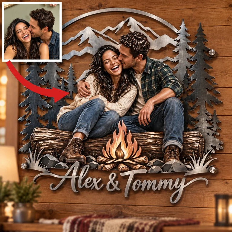 Personalisierte 3D Metall Wandkunst mit Foto - Geschenk für Paare