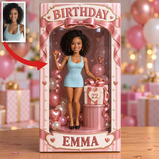 Personalized Birthday Portrait Display Box - Photo Figure with Name and Age