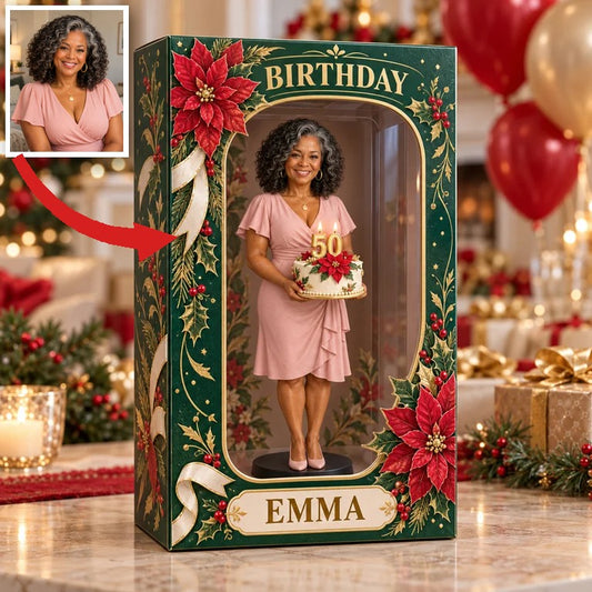Personalisierte Foto-Posaune Figurine in Acryl-Displaybox - 50. Geburtstagsgeschenk für Frauen