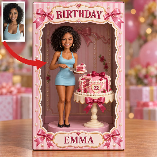 Personalized Birthday Portrait Display Box - Photo Figure with Name and Age