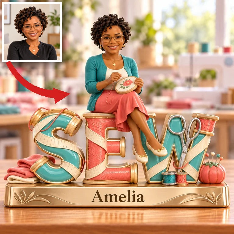 Personalized Custom Photo Embroidery Custom Shaped Acrylic Plaque - Gift for Women