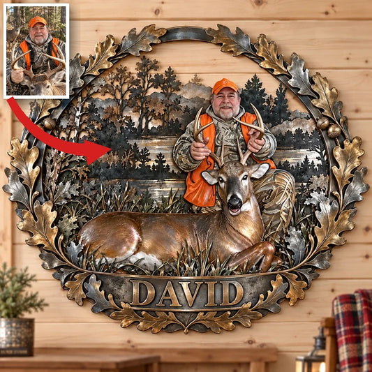Personalisierte 3D Metalltafel für Jagdfotos - Geschenk für ältere Männer