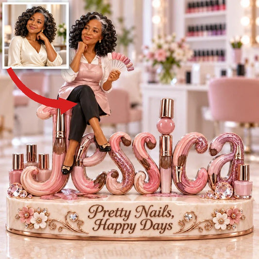 Personalisierte 3D Namensfigur für Nagelkünstler - Geschenk für ältere Frauen