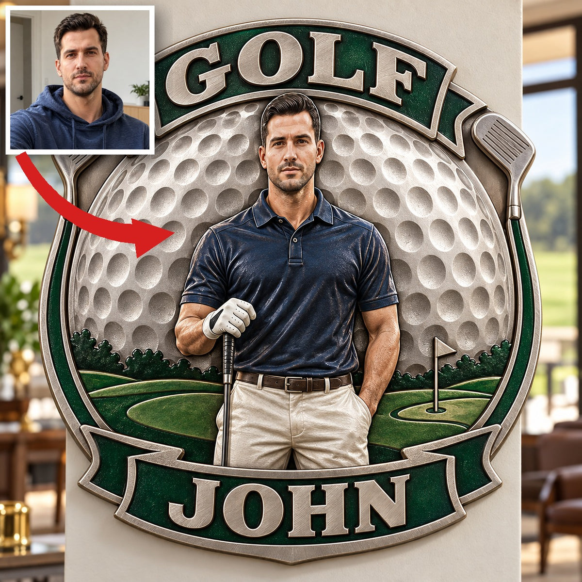 Personalized Custom Photo Golf 3D Printed Cut Metal Sign - Gift for Young Men