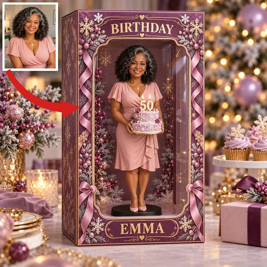 Personalisierte Foto Winter Schneeflocken Figurine in Acryl Display Box - 50. Geburtstagsgeschenk für Frauen
