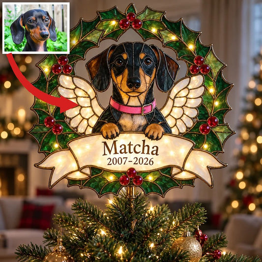 Personalized Dog Memorial Star Christmas Tree Topper
