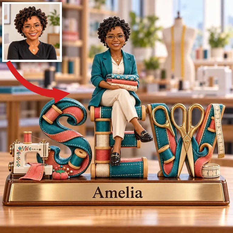 Personalized Custom Photo Sewing Custom Shaped Acrylic Plaque - Gift for Women