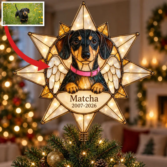 Personalized Dog Memorial Star Christmas Tree Topper