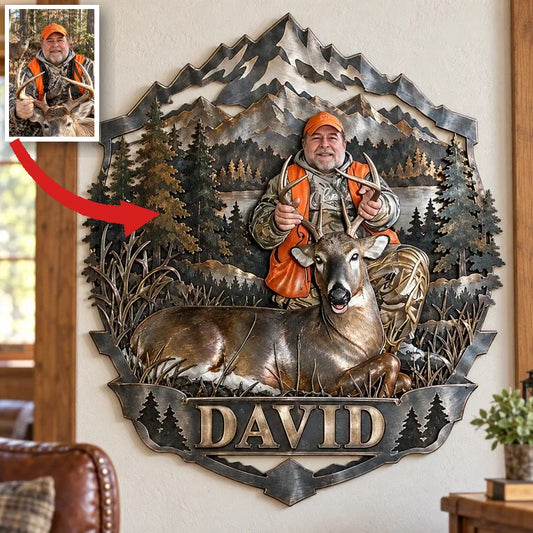 Personalisierte 3D Metall-Schild für Jagd - Geschenk für ältere Männer