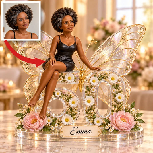 Personalisierte Foto Schmetterling Acrylplakette - 50. Geburtstag Geschenk für Frauen