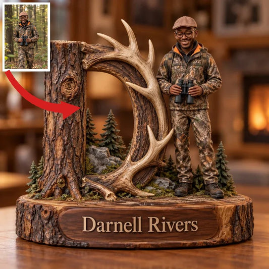 Personalisierte Jagd-Monogramm Holztafel mit Foto und Namen