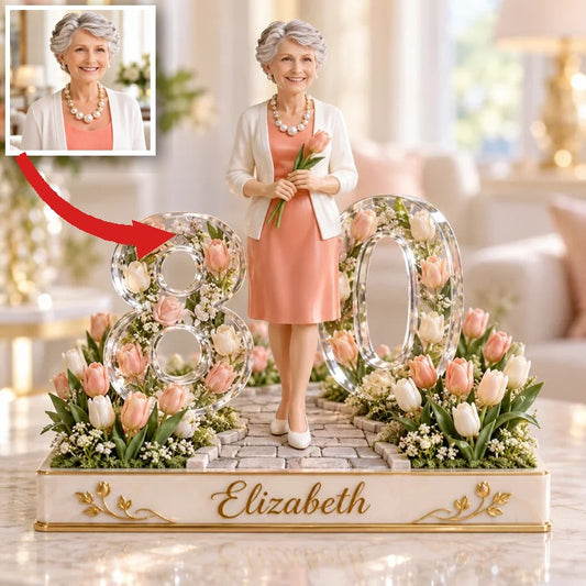 Personalisierte Geburtstagsfigur - Individuelles Porträt, Tulpen-Garten Geschenk