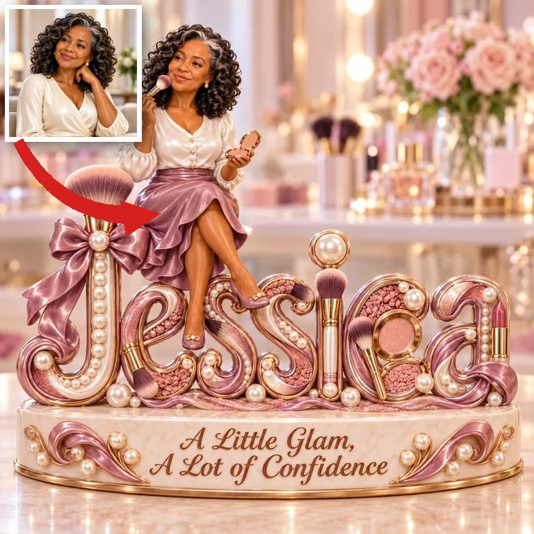 Personalisierte 3D Namensfigur für Makeup-Liebhaber - Geschenk für ältere Frauen