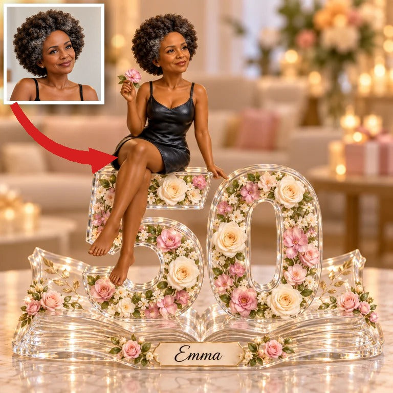 Personalisierte Foto-Rose in benutzerdefinierter Form - 50. Geburtstagsgeschenk für Frauen