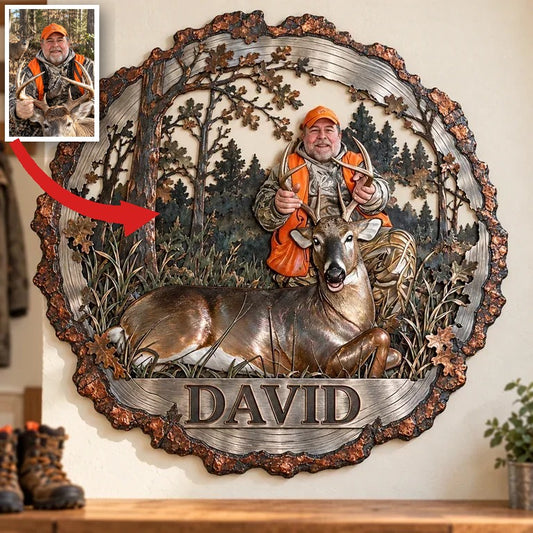 Personalisierte 3D Metall Wandkunst für Jagd - Rustikales Geschenk für ältere Männer
