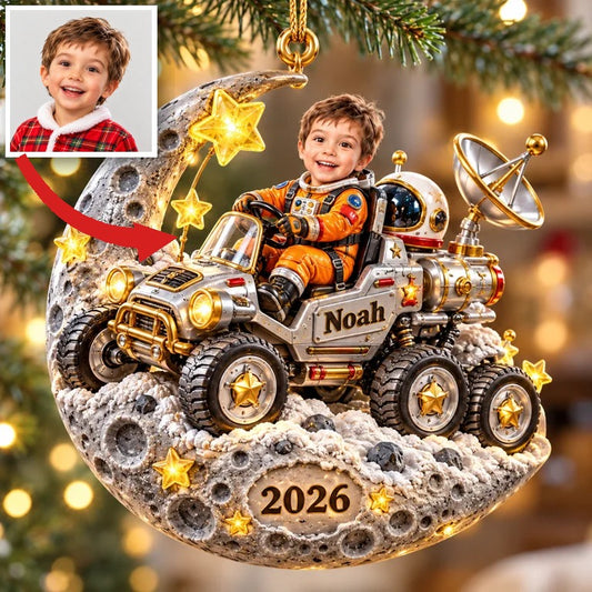 Personalized Custom Photo Moon Rover 3D Ornament - 2026 Christmas Gift for Boys