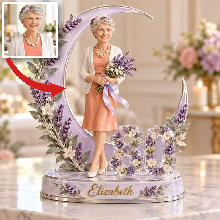 Personalized Birthday Figurine - Custom Portrait, Lavender Moon Keepsake Gift