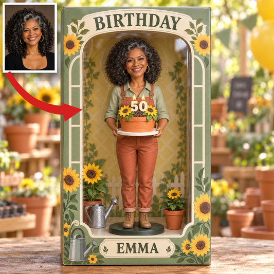 Personalisierte Garten-Acryl-Display-Box - Geburtstagsfoto-Figurengeschenk