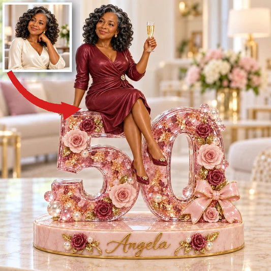 Personalisierte Rose Individuell Geformte Acrylplakette, Foto Geschenk zum 21., 30., 40., 50. und 60. Geburtstag für Mama, Ehefrau, Freundin, Oma, Schwester, Blumenliebhaber