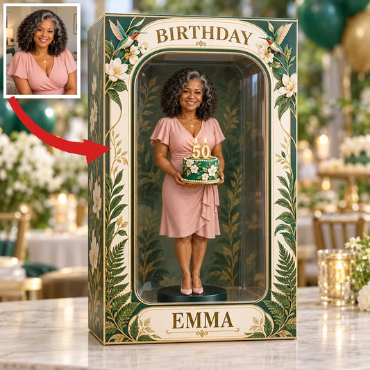 Personalisierte Hummingbird Figurine in Acryl-Displaybox - 50. Geburtstag Geschenk für Frauen