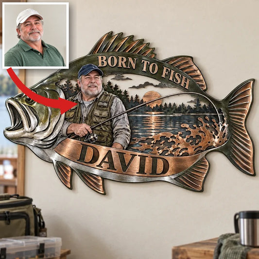 Personalisierte Metall Wandkunst für Angler - Individuelles Porträt und Name
