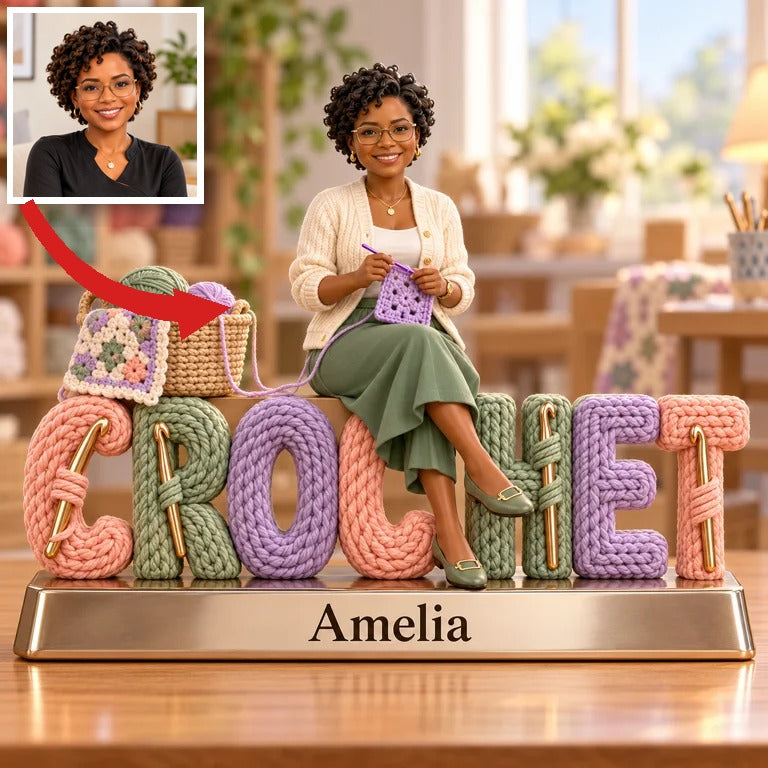 Personalized Custom Photo Crochet Custom Shaped Acrylic Plaque - Gift for Women