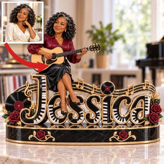 Personalized Custom Photo Guitar Lover 3D Name Figurine - Gift for Older Women